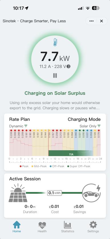 Solar surplus charging in SmartApp